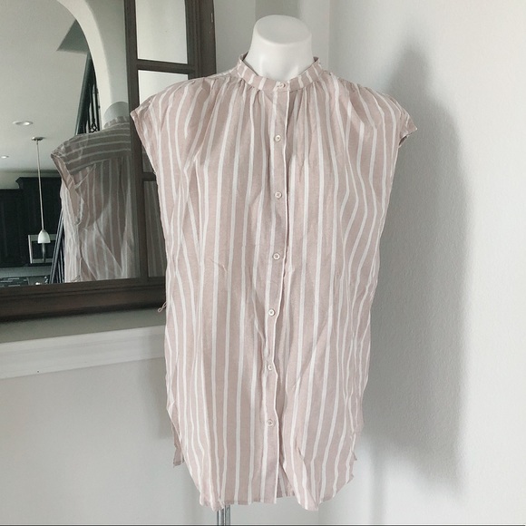 Lucky Brand Top Cotton Stripe Oversized Shirt Size L - Picture 3 of 9